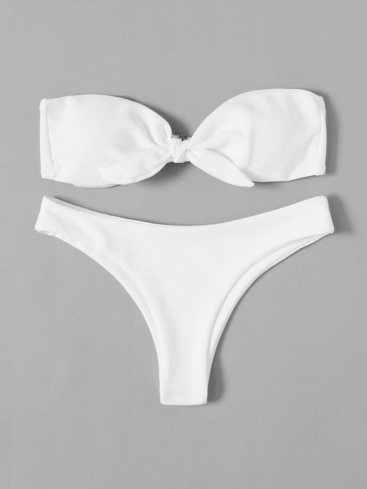 Shein Knot Front Bandeau Bikini Set