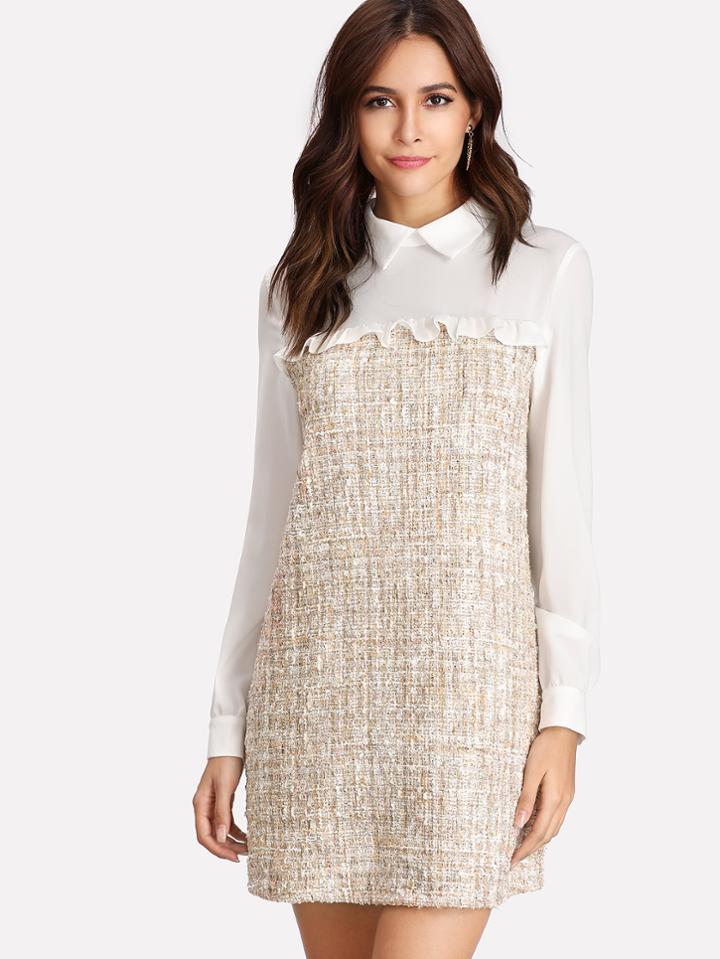 Shein Frilled Detail Mixed Media Dress