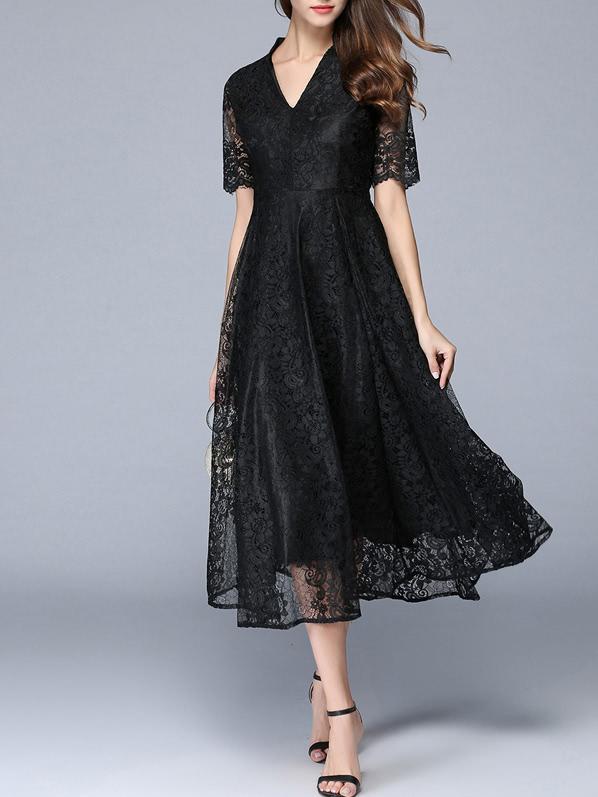 Shein V Neck A-line Lace Dress