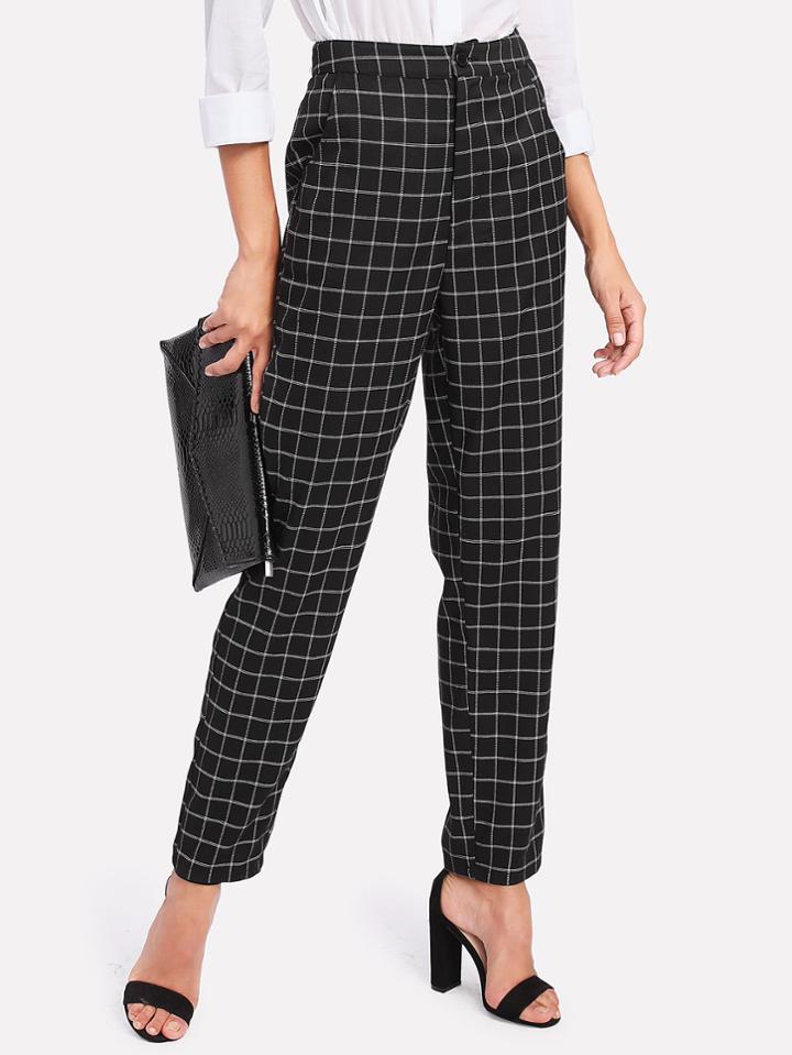 Shein Grid Carrot Pants