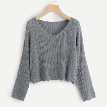 Shein Scallop Hem Drop Shoulder Sweater