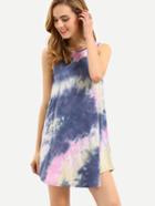 Shein Multicolor Curved Hem Dress With Tie Dye