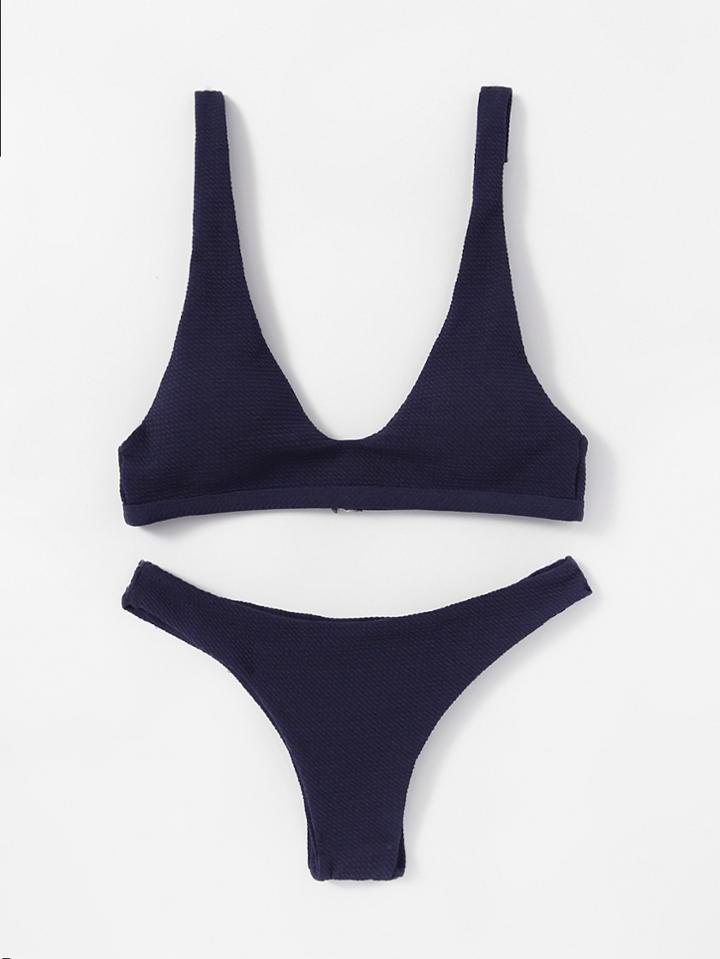 Shein Plunge High Leg Bikini Set