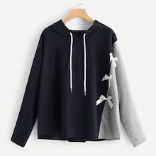 Shein Plus Bow Front Drawstring Hoodie