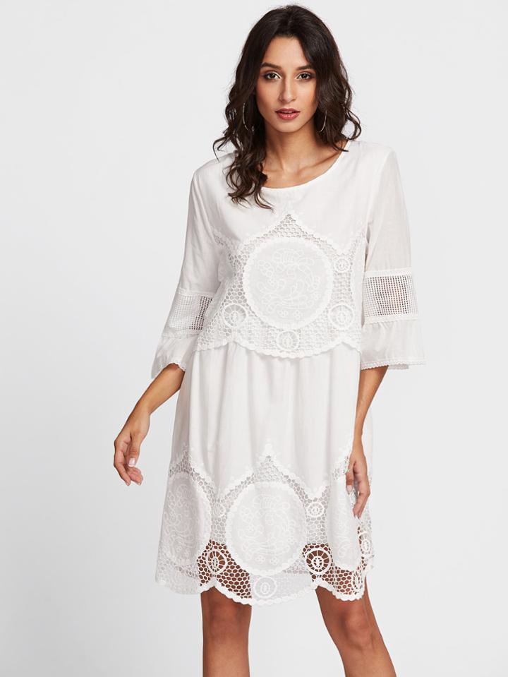 Shein Hollow Out Scallop Trim Dress