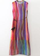 Shein Multicolor Round Neck Dyed Sleeveless Slim Dress