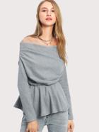 Shein Crossover Bardot Peplum Knit Tee