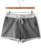 Shein Grey Drawstring Pocket Straight Shorts