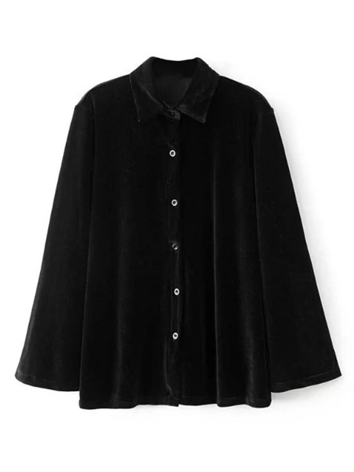 Shein Tailored Button Up Velvet Blouse