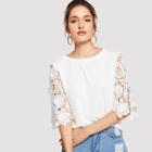 Shein Guipure Lace Sleeve T-shirt