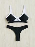 Shein Contrast Paneled Cut Out Bikini Set