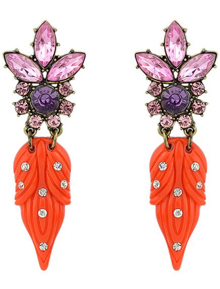 Shein Orange Diamond Leaves Earrings