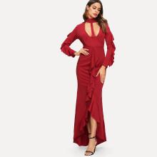 Shein Fishtail Choker Neck Ruffle Dress