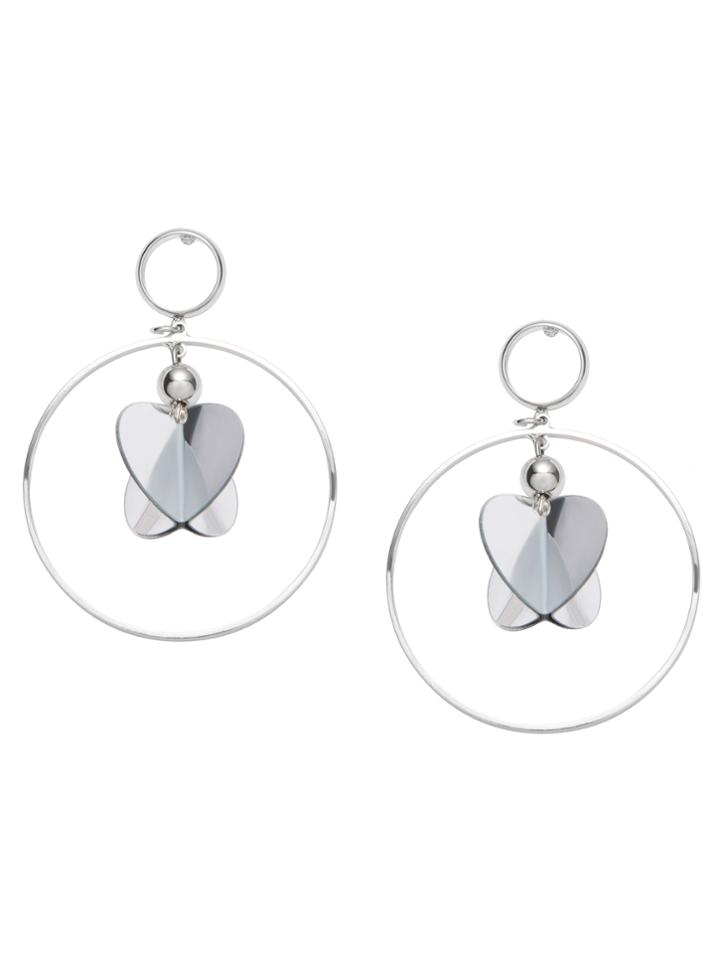 Shein Silver Plated Circle Geometric Drop Earrings
