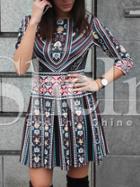 Shein Multicolor Tribal Print Pleated Dress