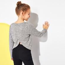 Shein Girls Tulip Back Marled Tee