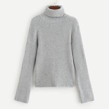 Shein Rolled Up Neck Ribbed Sweater