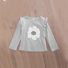 Shein Toddler Girls Frill Trim Floral Print Tee