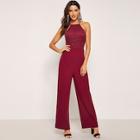 Shein Lace Applique Criss-cross Wide Leg Jumpsuit