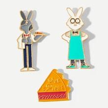 Shein Cartoon Rabbit Brooch Set 3pcs