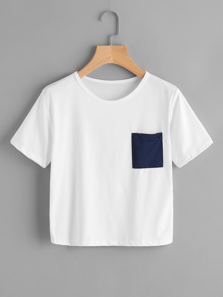 Shein Patch Chest Pocket Tee