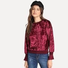 Shein Solid Crushed Velvet Sweatshirt