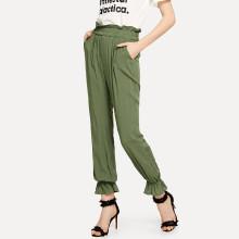 Shein Wide Waistband Ruffle Hem Pants