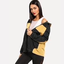 Shein Two Tone Zipper Up Hoodie Jacket