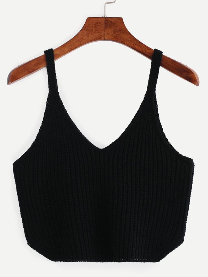 Shein Black Spaghetti Strap V Neck Tank Top