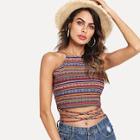 Shein Tribal Print Lace Up Cami Top
