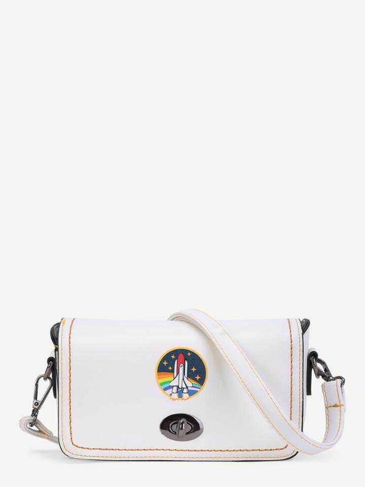 Shein Stitch Detail Cartoon Print Pu Crossbody Bag