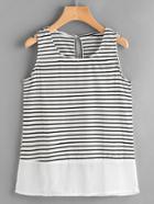 Shein Pinstripe Keyhole Back Tank Top