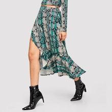 Shein Snake Print Flounce Hem Skirt