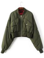 Shein Army Green Letter Embroidery Dolman Sleeve Crop Jacket