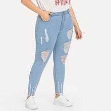 Shein Plus Light Wash Distressed Jeans