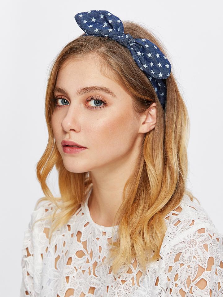 Shein Star Print Knotted Bow Headband