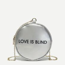 Shein Letter Print Detail Round Chain Bag