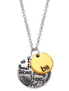 Shein Gold And Silver Letter Etched Round Pendant Necklace