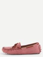 Shein Faux Suede Contrast Bow Tie Loafers - Light Pink