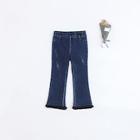 Shein Toddler Girls Contrast Faux Fur Hem Jeans