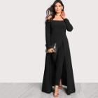 Shein Plus Solid Tailored Bardot Jumpsuit With Skirt Overlay
