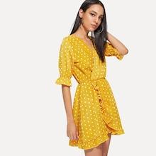 Shein Frill Trim Polka Dot Dress