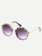 Shein Gradient Lenses Round Sunglasses With Brow Bar