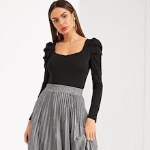 Shein Puff Sleeve Form Fitting Tee