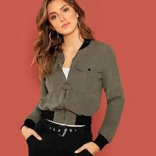 Shein Zip Up Flap Pocket Detail Bomber Jacket