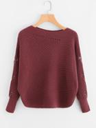 Shein Grommet O-ring Detail Curved Hem Sweater