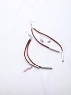 Shein Brown Drop Earrings With Contrast Silver Bar