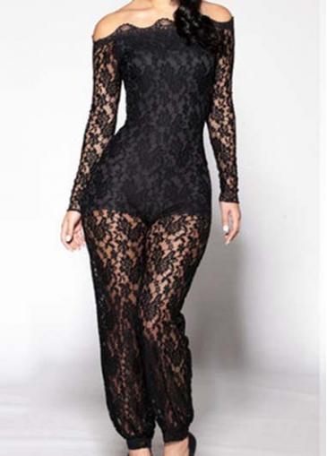Rosewe Off The Shoulder Black Ankle Length Jumpsuit