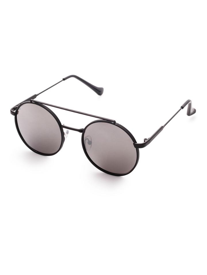 Shein Black Frame Flat Lens Double Bridge Round Sunglasses