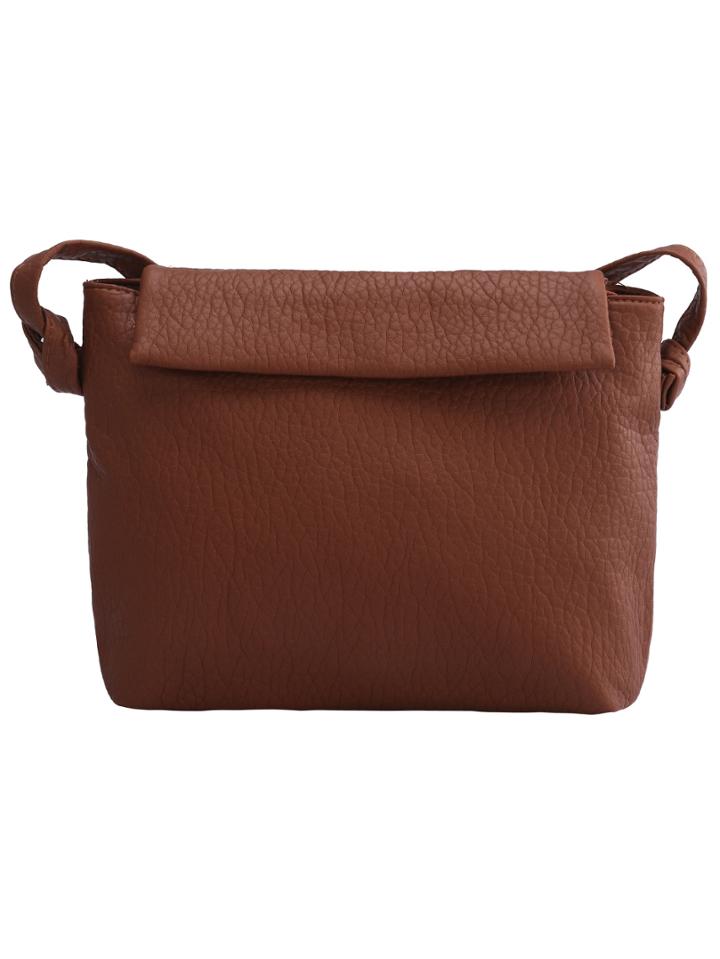 Shein Brown Zipper Pu Shoulder Bag